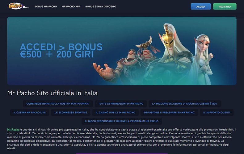 Recensione di Mr Pacho Casino: Esperienze di Gioco e Servizi in Italia